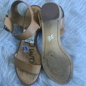 Tan low heel sandal